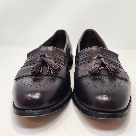 Allen Edmonds Bridgeton Brogue Kiltie Tassel Loafers Size 13 B Burgundy Leather - Picture 4 of 10